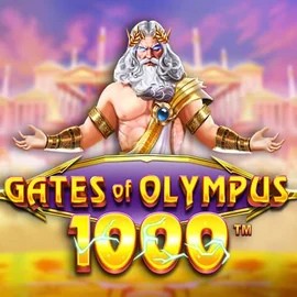 Gates of Olympus 1000 online game logo by Pragmatic Play on frumzikazino.com