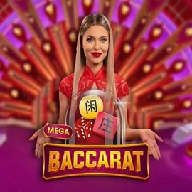 Mega Baccarat slot logo by Pragmatic Play at Frumzi Casino