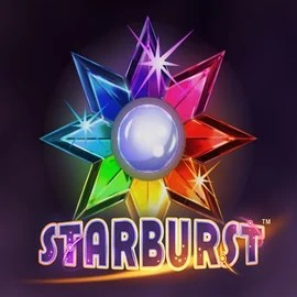 Starburst logo – Slots by NetEnt at Frumzi Casino